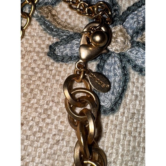 Chico's Turquoise Necklace Bracelet Set Gold Tone Pendant Boho Jewelry - Picture 6 of 8